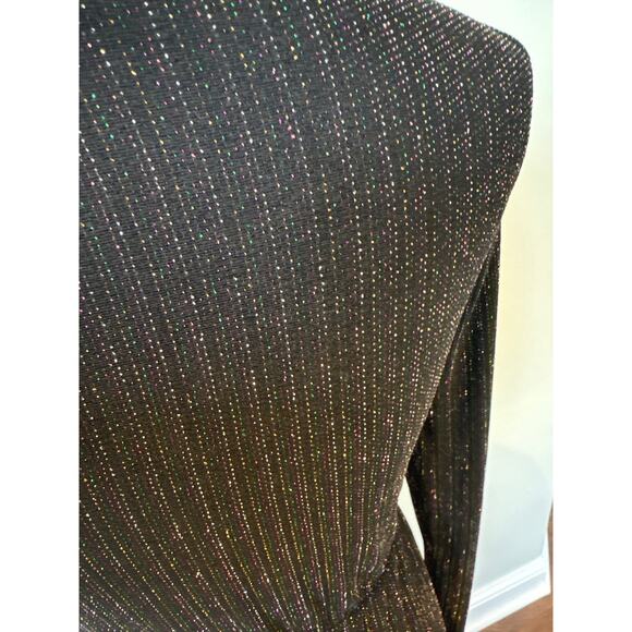 ModCloth Shimmer Metallic On Show Faux Wrap Dress Black Women's XS NWT - Picture 4 of 10